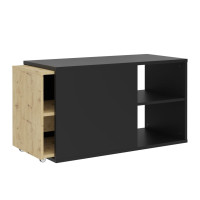 Miniatyr av produktbild för FMD Tv-möbel med 2 öppna fack 133,5x39,9x49,2 cm svart och ek
