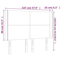 Produktbild för Sänggavel LED ljusgrå 147x16x118/128 cm tyg