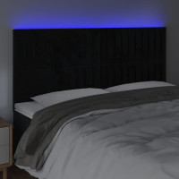 Produktbild för Sänggavel LED svart 200x5x118/128 cm sammet