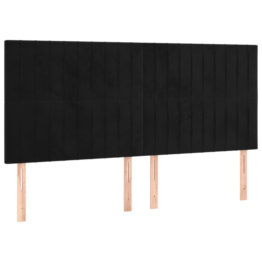 Produktbild för Sänggavel LED svart 200x5x118/128 cm sammet