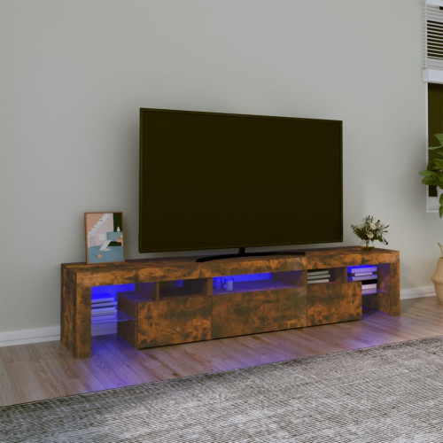 vidaXL Tv-bänk med LED-belysning Rökfärgad ek 200x36,5x40 cm