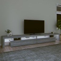 Produktbild för Tv-bänk med LED-belysning grå sonoma 290x36,5x40 cm