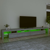 Produktbild för Tv-bänk med LED-belysning grå sonoma 290x36,5x40 cm