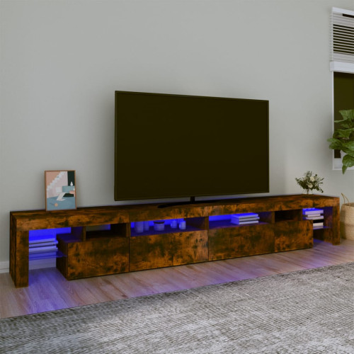 vidaXL Tv-bänk med LED-belysning rökfärgad ek 260x36,5x40 cm