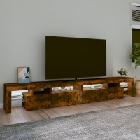 Produktbild för Tv-bänk med LED-belysning rökfärgad ek 260x36,5x40 cm