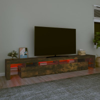 Produktbild för Tv-bänk med LED-belysning rökfärgad ek 260x36,5x40 cm