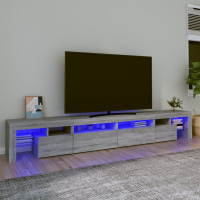 Produktbild för TV-bänk med LED-belysning grå sonoma 260x36,5x40 cm