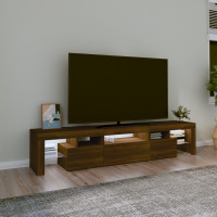 Produktbild för Tv-bänk med LED-belysning brun ek 200x36,5x40 cm