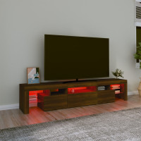 Produktbild för Tv-bänk med LED-belysning brun ek 200x36,5x40 cm