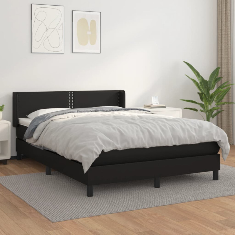 Produktbild för Ramsäng med madrass svart 140x190 cm konstläder