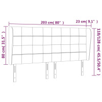 Produktbild för Sänggavel med kanter ljusgrå 203x23x118/128 cm sammet