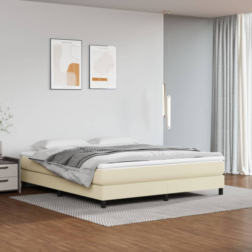 vidaXL Boxspring-sängram gräddvit 160x200 cm konstläder - Sängar & Sängramar
