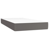 Produktbild för Ramsäng med madrass & LED grå 90x190 cm konstläder