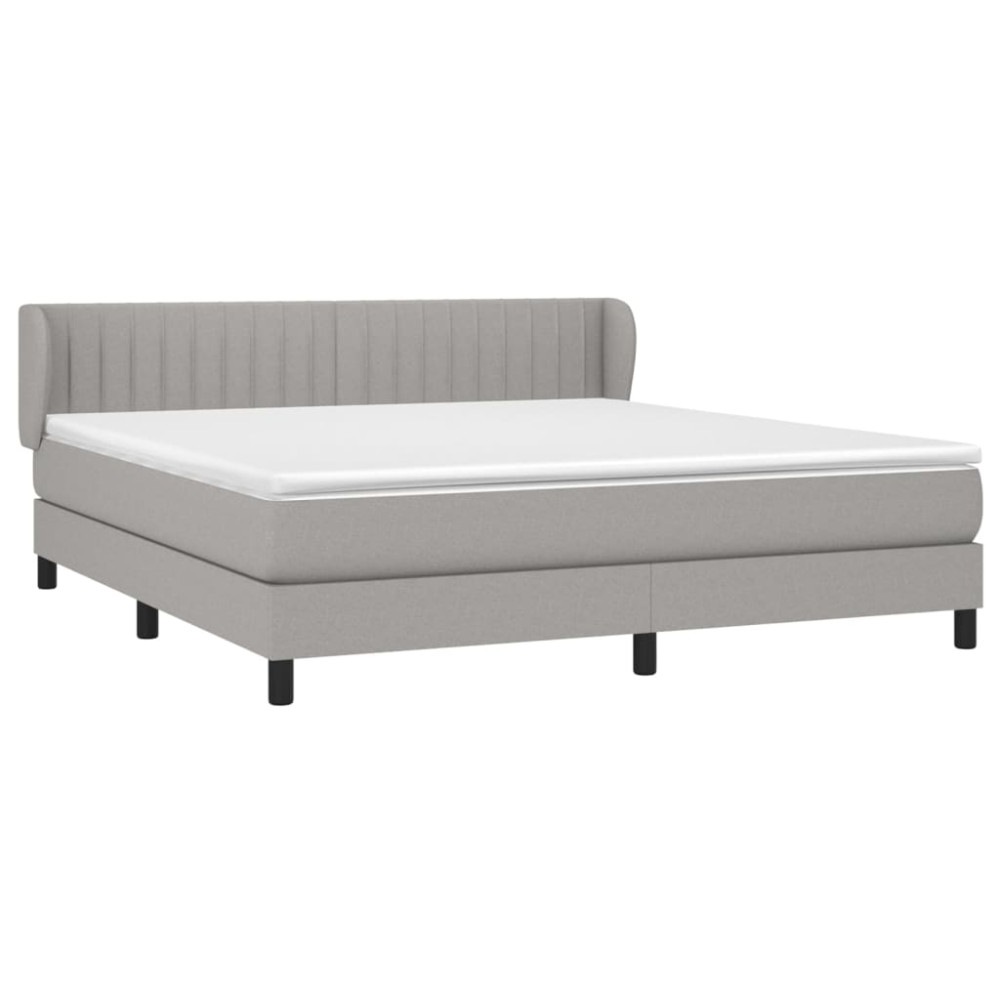 Produktbild för Ramsäng med madrass ljusgrå 180x200 cm tyg