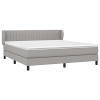 Produktbild för Ramsäng med madrass ljusgrå 180x200 cm tyg