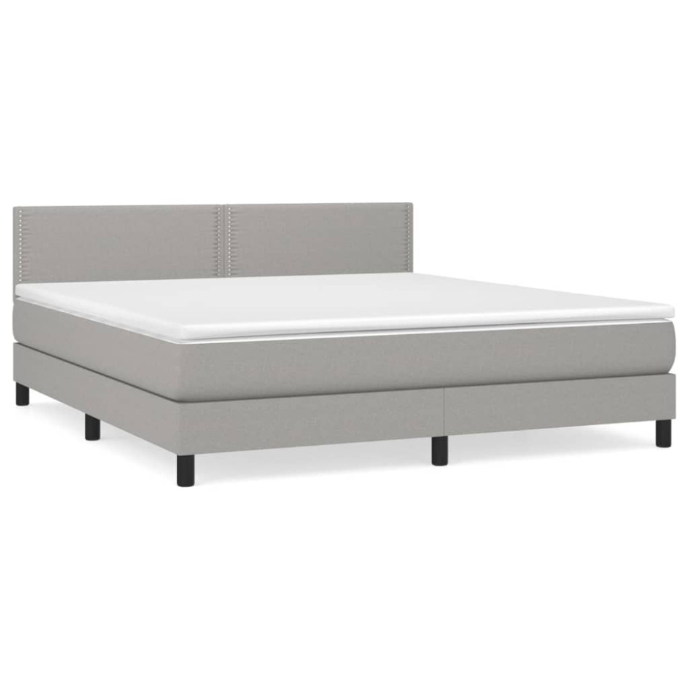 Produktbild för Ramsäng med madrass ljusgrå 180x200 cm tyg