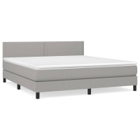 Produktbild för Ramsäng med madrass ljusgrå 180x200 cm tyg
