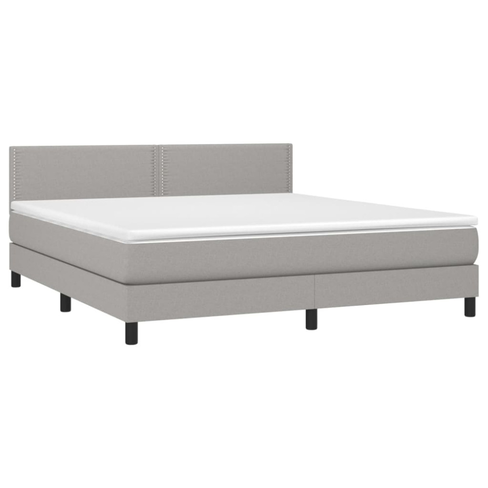 Produktbild för Ramsäng med madrass ljusgrå 180x200 cm tyg