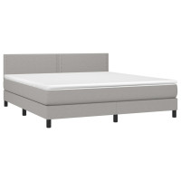 Produktbild för Ramsäng med madrass ljusgrå 180x200 cm tyg