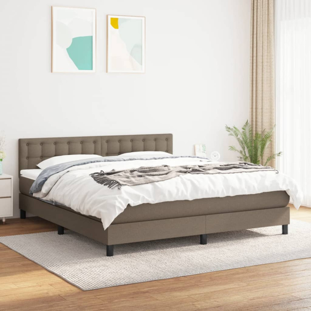 Produktbild för Ramsäng med madrass taupe 180x200 cm tyg