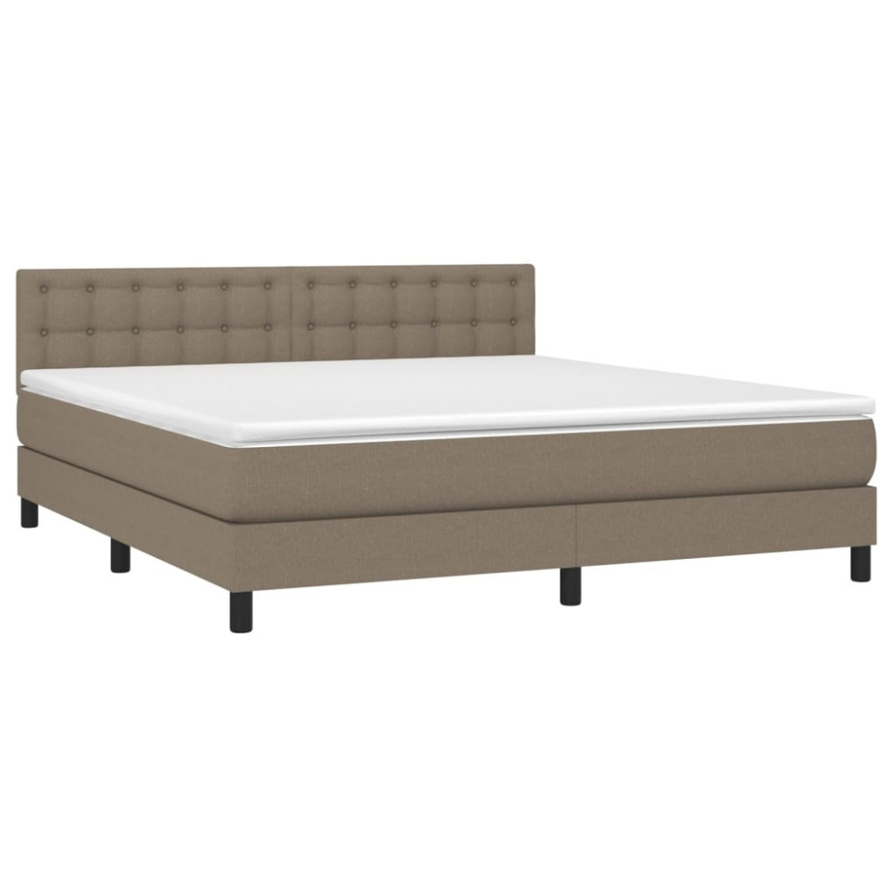Produktbild för Ramsäng med madrass taupe 180x200 cm tyg