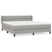 Produktbild för Ramsäng med madrass ljusgrå 180x200 cm tyg