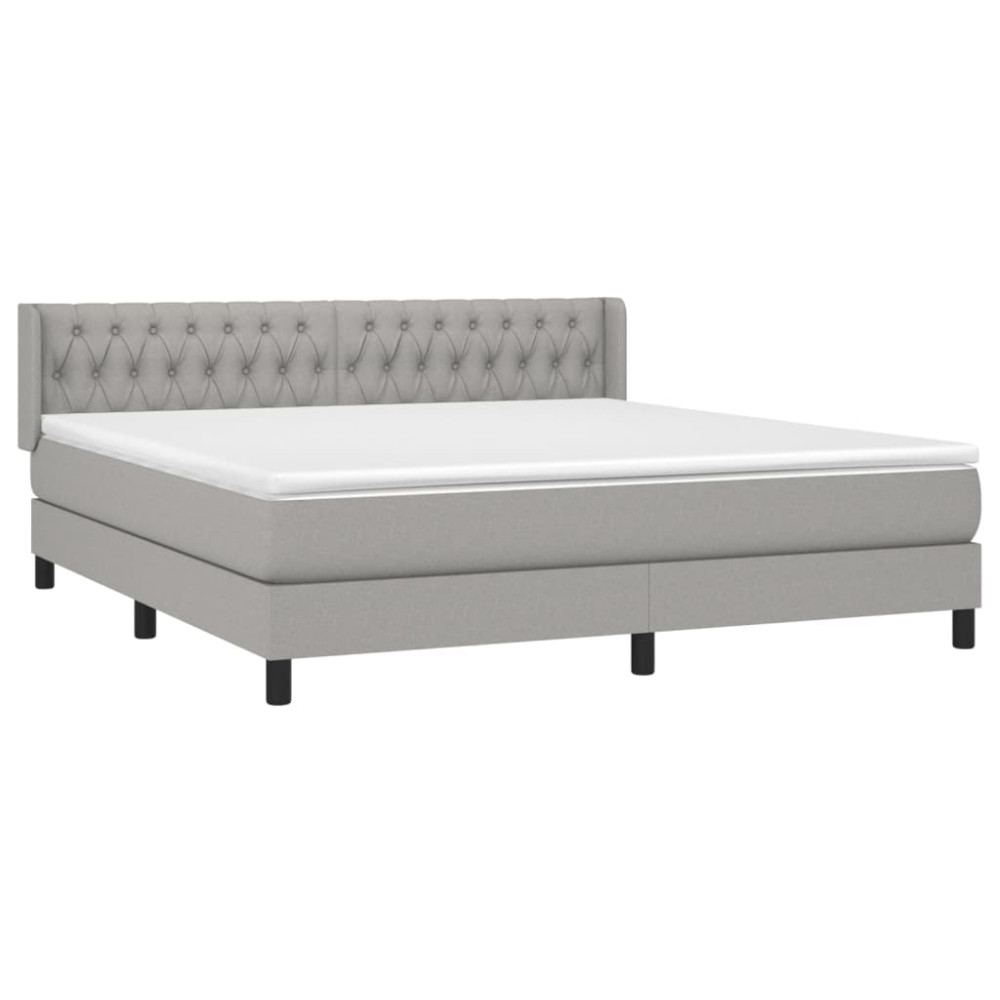 Produktbild för Ramsäng med madrass ljusgrå 180x200 cm tyg