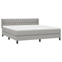 Produktbild för Ramsäng med madrass ljusgrå 180x200 cm tyg