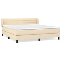 Produktbild för Ramsäng med madrass gräddvit 180x200 cm tyg