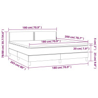 Produktbild för Ramsäng med madrass & LED ljusgrå 180x200 cm tyg