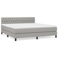Produktbild för Ramsäng med madrass ljusgrå 180x200 cm tyg
