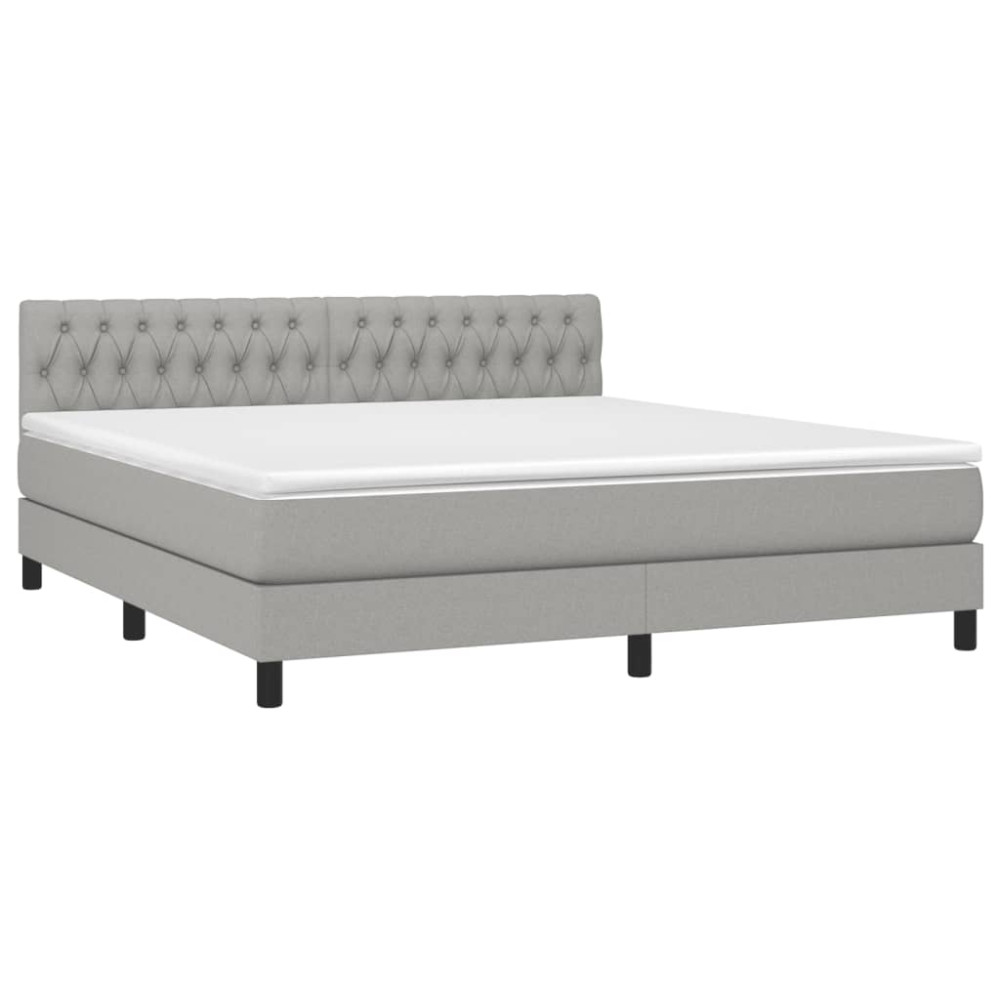 Produktbild för Ramsäng med madrass ljusgrå 180x200 cm tyg
