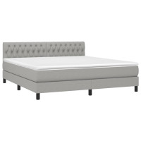 Produktbild för Ramsäng med madrass ljusgrå 180x200 cm tyg