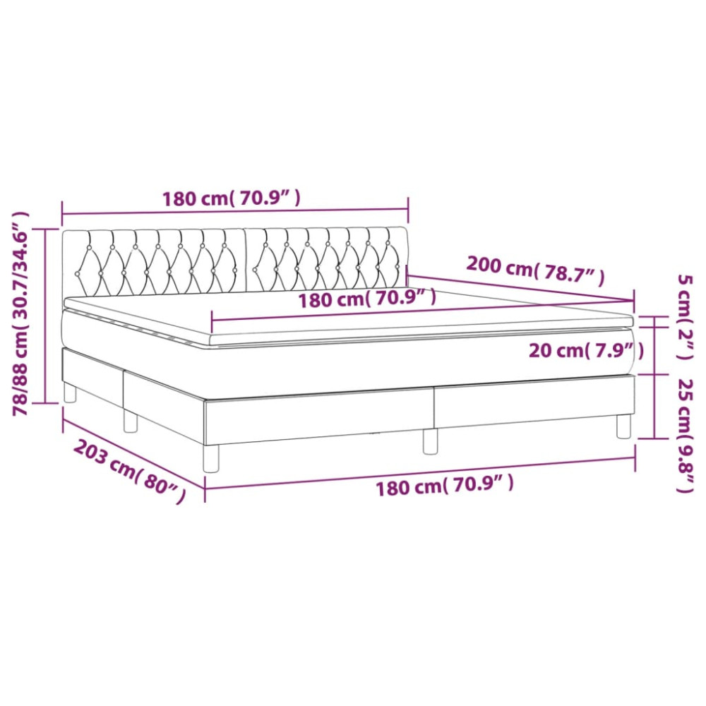 Produktbild för Ramsäng med madrass ljusgrå 180x200 cm tyg