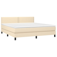 Produktbild för Ramsäng med madrass gräddvit 180x200 cm tyg