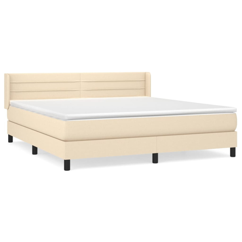 Produktbild för Ramsäng med madrass gräddvit 180x200 cm tyg