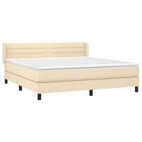 Produktbild för Ramsäng med madrass gräddvit 180x200 cm tyg