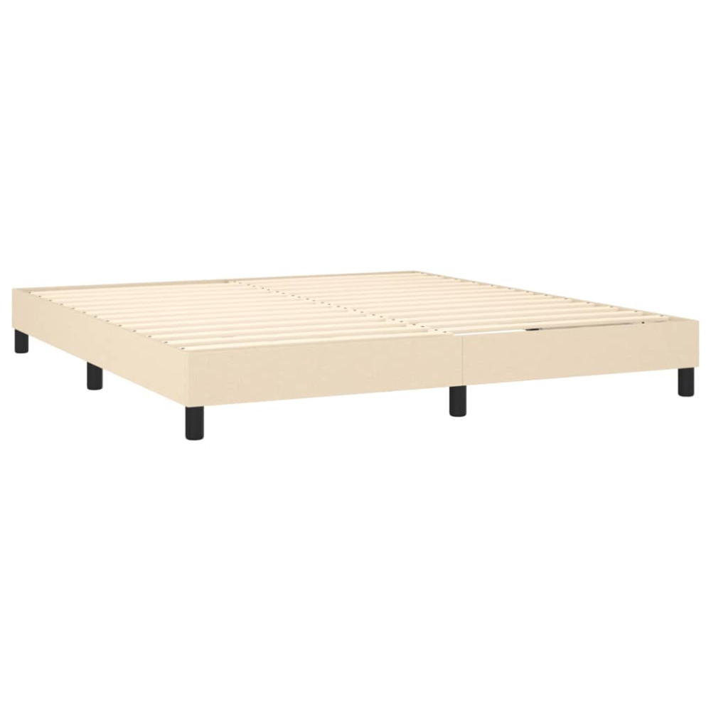 Produktbild för Ramsäng med madrass gräddvit 180x200 cm tyg