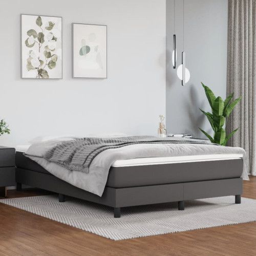vidaXL Ramsäng med madrass grå 140x200 cm konstläder