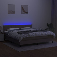 Produktbild för Ramsäng med madrass & LED taupe 180x200 cm tyg