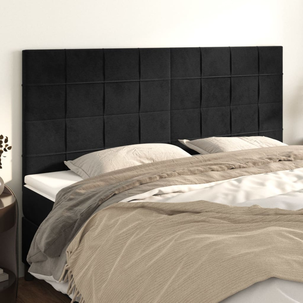 Produktbild för Sänggavel svart 200x5x118/128 cm sammet