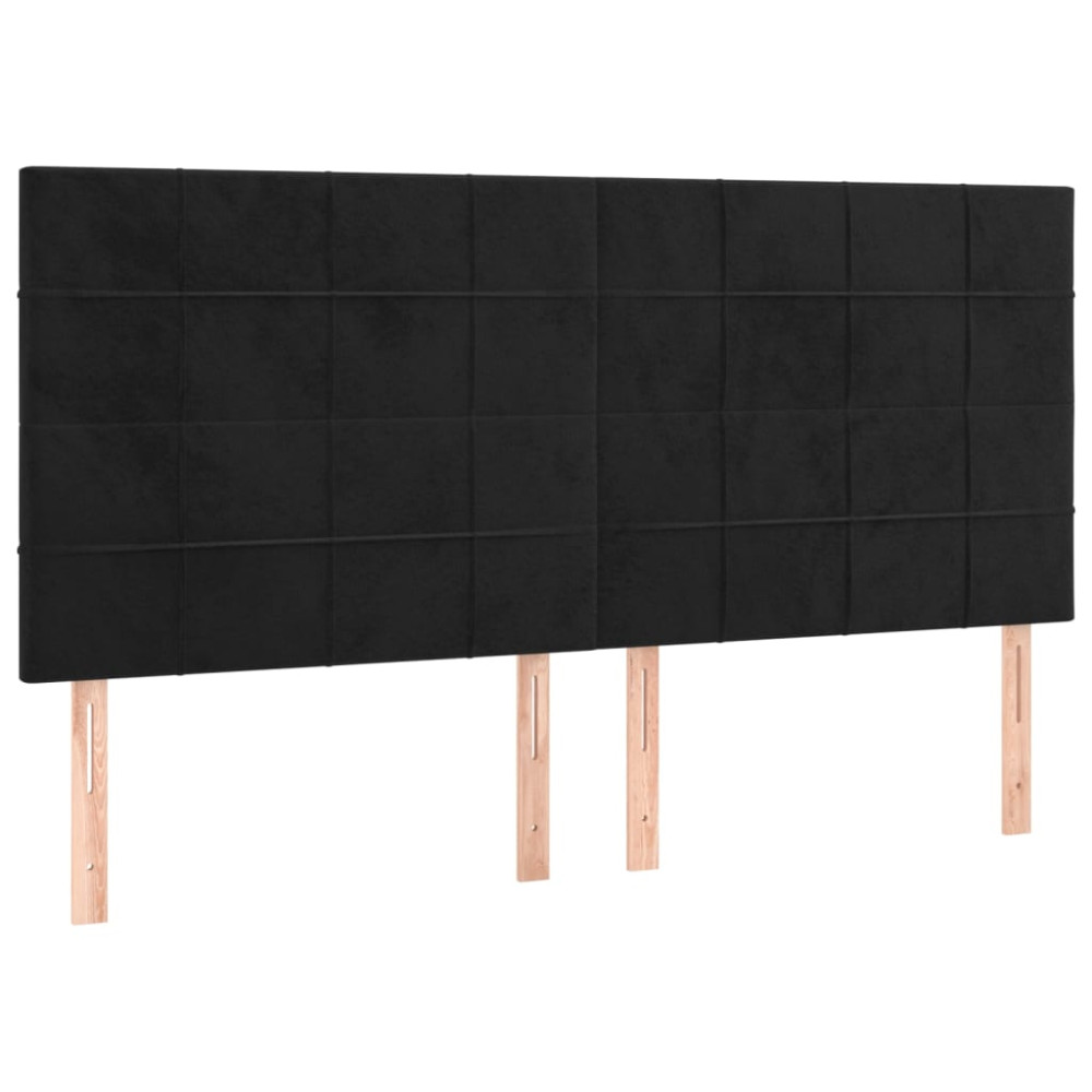 Produktbild för Sänggavel svart 200x5x118/128 cm sammet