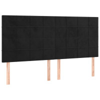 Produktbild för Sänggavel svart 200x5x118/128 cm sammet