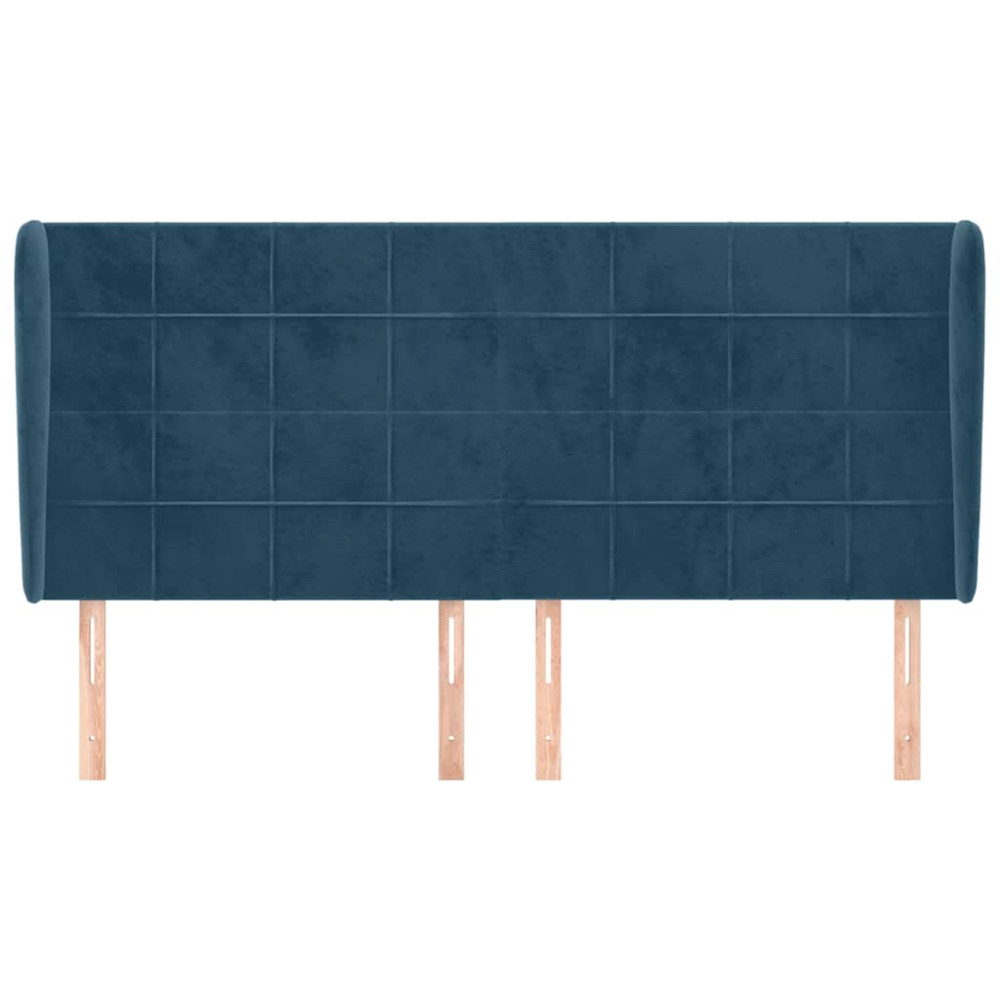 Produktbild för Sänggavel med kanter mörkblå 203x23x118/128 cm sammet