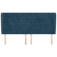 Produktbild för Sänggavel med kanter mörkblå 203x23x118/128 cm sammet