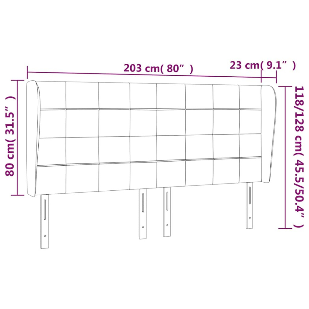 Produktbild för Sänggavel med kanter mörkblå 203x23x118/128 cm sammet