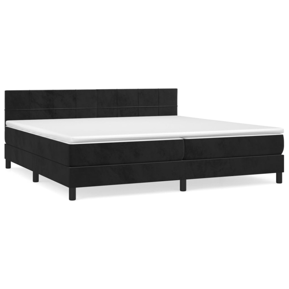 Produktbild för Ramsäng med madrass svart 200x200 cm sammet