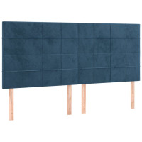 Produktbild för Ramsäng med madrass & LED mörkblå 200x200 cm sammet