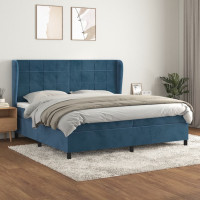 Produktbild för Ramsäng med madrass mörkblå 200x200 cm sammet