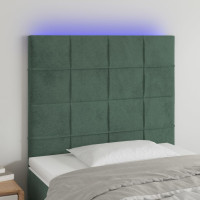 Produktbild för Sänggavel LED mörkgrön 100x5x118/128 cm sammet